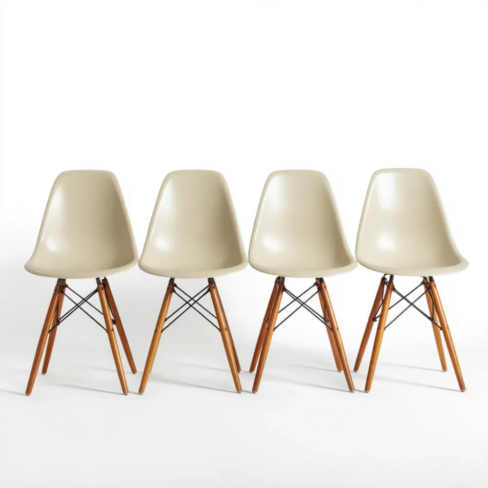 Dining Chair Set Plastic 45x40x85 cm - Beige - Mid-Century Modern