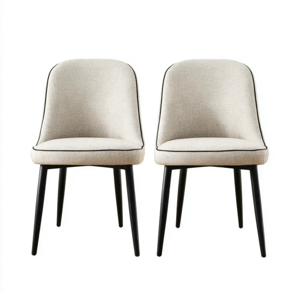 Dining Chair Set of 2 Fabric Upholstery 45x52x85 cm - Beige - Modern Style