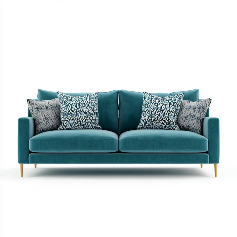 3-Seater Sofa Velvet Upholstery – Teal – Modern Design 220x90x85 cm